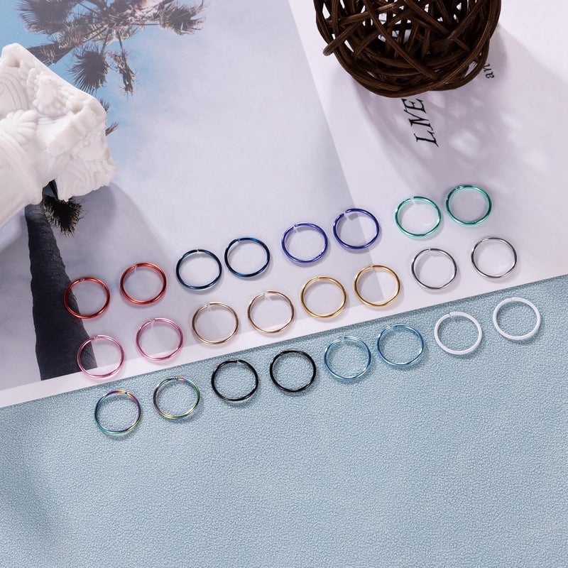 NICEIGHT 18G 20G 22G Stainless Steel Nose Rings Hoops for Women Men Cartilage Helix Earring Hoops Lip Rings Nose Piercing Jewelry - Image 2
